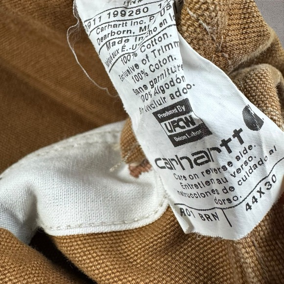 Vintage Carhartt Traditional Duck Bib Overalls R01BRN Size 44x30 USA Double Knee - Picture 4 of 6